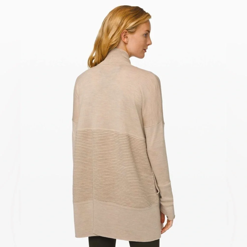 Lululemon Sit in Locus Wrap II Heathered Sandlot Merino Wool Cardigan